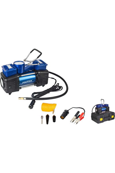 Proter pr 252 kit lastik şişirme mini kompresör (çift pistonlu) 150 psi
