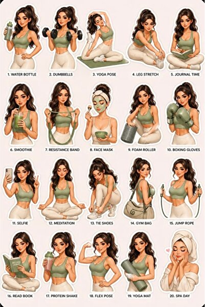 Limitless Design Fitness Sticker Set Women's Fitness Sticker Set 22X30 cm