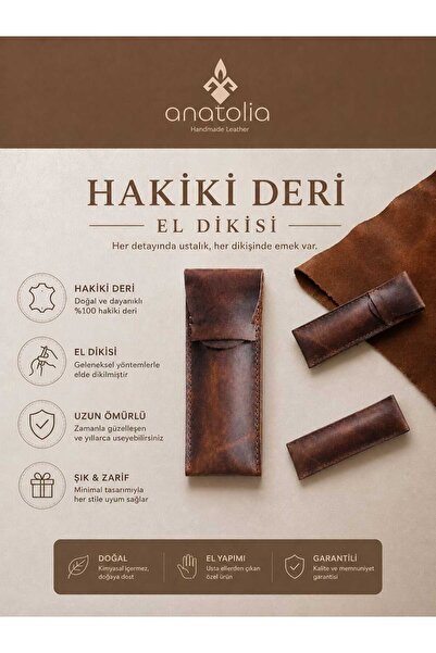 AnatoliaCandles El Yapımı Gerçek Deri Kalemlik / Küçük Taşıma Kılıfı