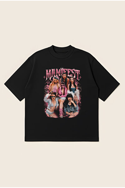 Moon Dancer Manifest Powder Pink Printed Oversize Boxy Cut Unisex 100% Cotton...