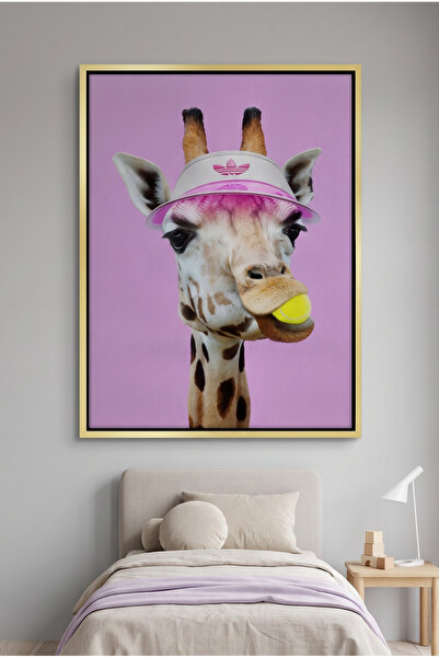 Jasmine Art Tennis Giraffe Kids Wall Art | Portrait Framed Canvas Print | Lux...