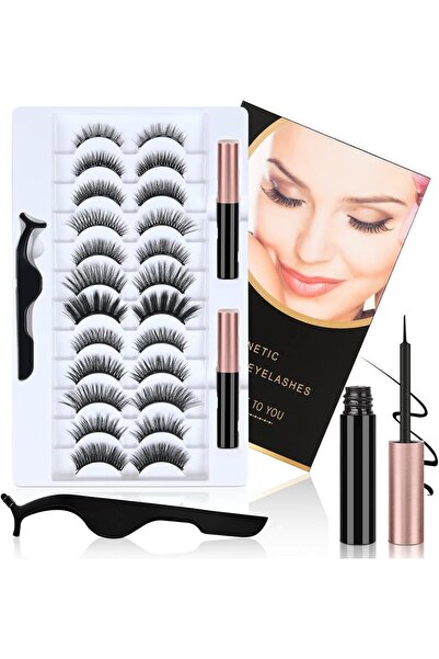 Arabest Magnetic Eyelashes and Eyeliner Kit,12 Pairs,3D Natural Look,Reusable...