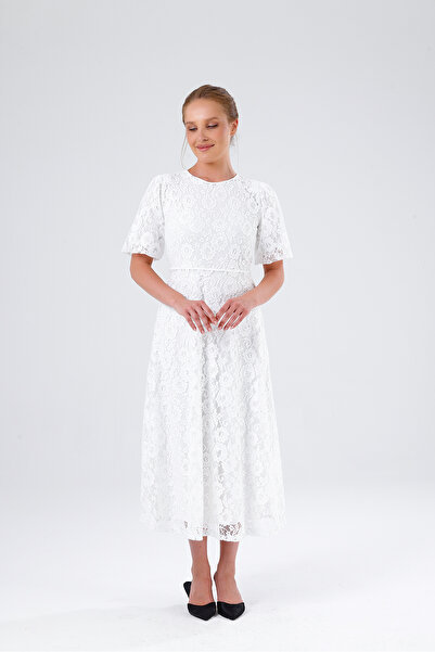 ADASTYLE Lace Dress, Miidi, Balloon Sleeve, Stylish Trendy Model