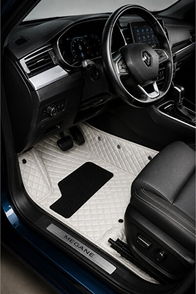 PASPASGRAFT Renault BOREAL Beyaz Renk 8D Diamond Premium Kaymaz Deri Oto Paspas