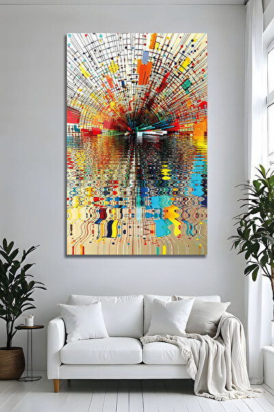Parıltı Yayınları Pictură modernă abstractă pe sticlă cu efect de reflexie De...