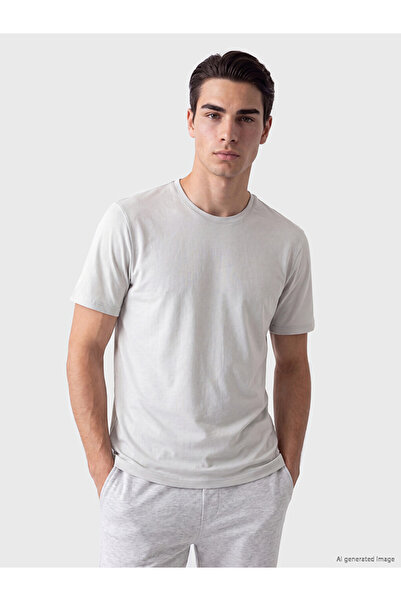 LC Waikiki Peak New Season Gray Soft Touch 100% Cotton Men's T-Shirt