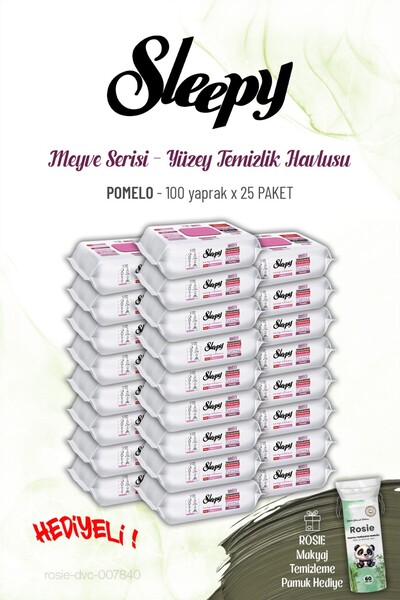 Sleepy 25-Pack of 100 Sheets Pomelo Surface Cleaning Towels and Rosie