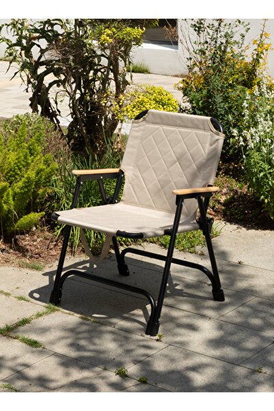 Lawazim Folding Camping Chair 58x47x73cm with Stable Iron Frame, Armrests and...