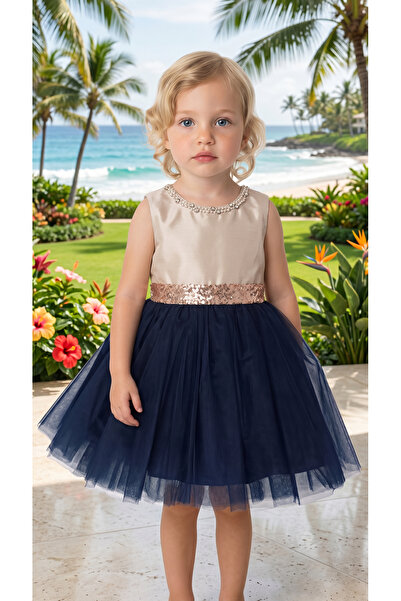 Lindissima Girl's Beaded Collar Sparkling Sequin Belted Detachable Bow Heart ...