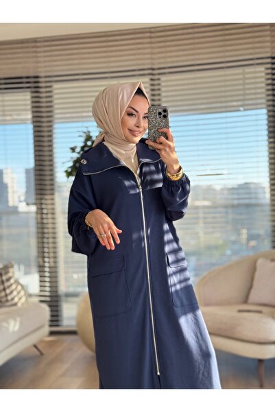 ALANURMODA 15225 Front Pocket and Zippered Cap in Navy Blue