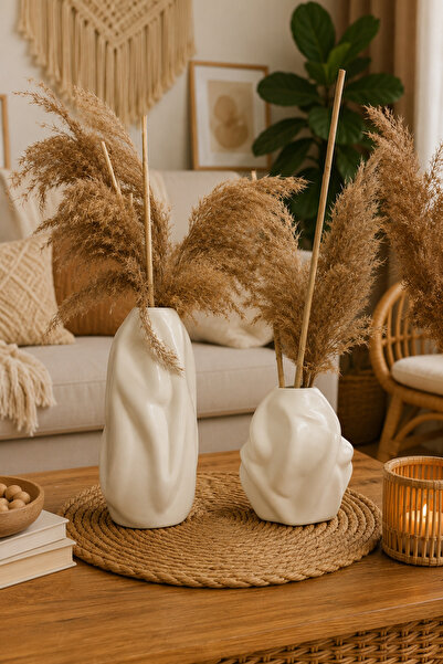 Zigzag Home طقم مزهريات مزخرفة على الطراز البوهيمي مكون من قطعتين كبيرة الحجم...