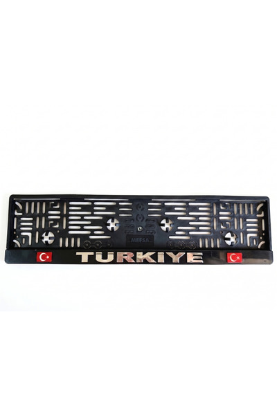 restinal TÜRKİYE Yazılı ve Çift Türk Bayraklı Siyah Plastik Oto Araç Plakalık...