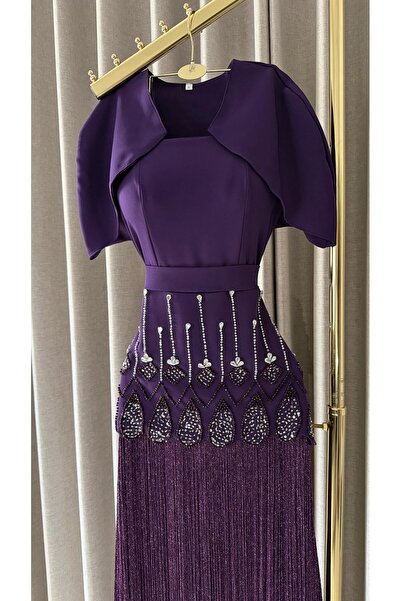 NUHAIRa فستان سهرة باربي مطرز خرز شك على هدب