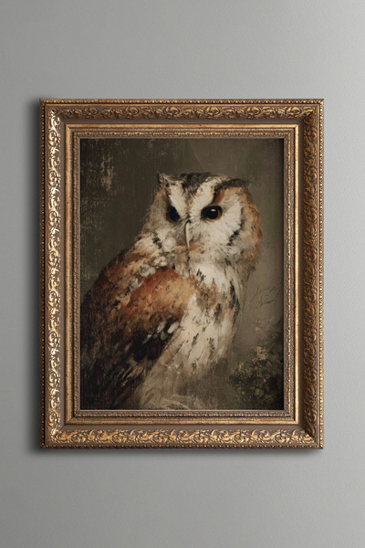 epiqart Owl Portrait - Vintage Patterned Painting - Thick Model