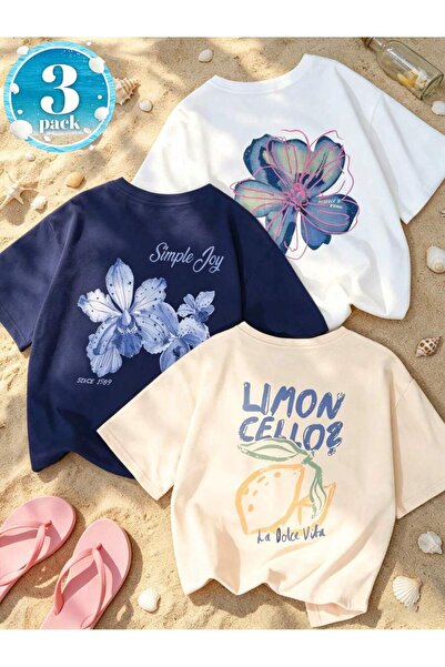 DASH WEAR Unisex Men'S/Women's 3-Pack Summer Custom Printed Oversize Cotton C...