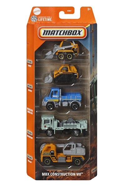 OEM SET MATCHBOX 5 MAȘINI DIE-CAST MBX CONSTRUCTION VII SCARA 1:64 - metal