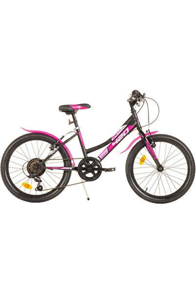 Dino Bikes Детски велосипед 20 инча МТБ за момичета Спорт черен с 6 скорости