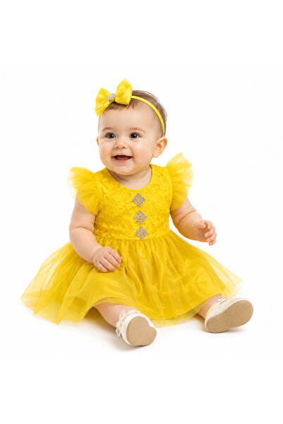 Generic Children's Dress with Tulle Skirt and Lace Applique for Special Occas...
