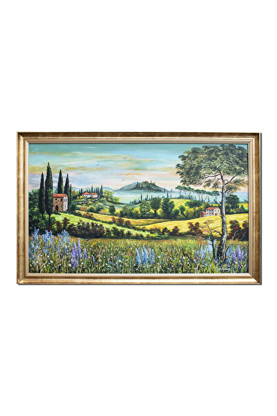 artnova Κορνιζαρισμένος πίνακας για το σαλόνι, τοπίο Τοσκάνης με κυπαρίσσια κ...