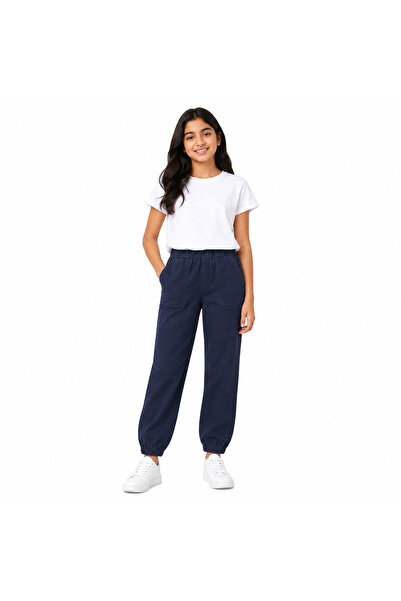 Generic Girls Cotton Elastic Waist Jogger Pants with Pockets