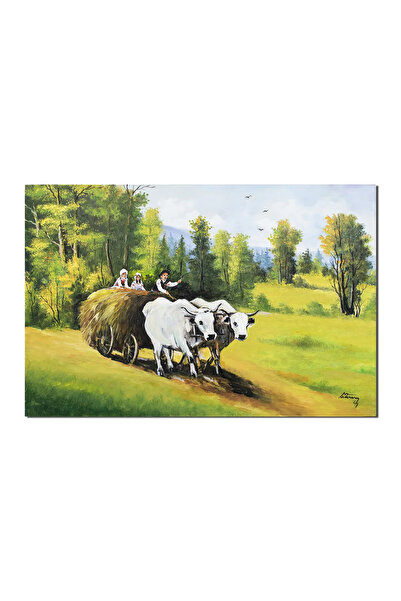 artnova Гигантска ръчно рисувана картина, Околовозна карета, 120x80см маслена...