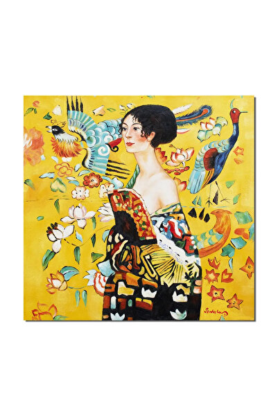 artnova Famous hand-painted painting, Lady with a Fan, 80x80cm oil on canvas,...