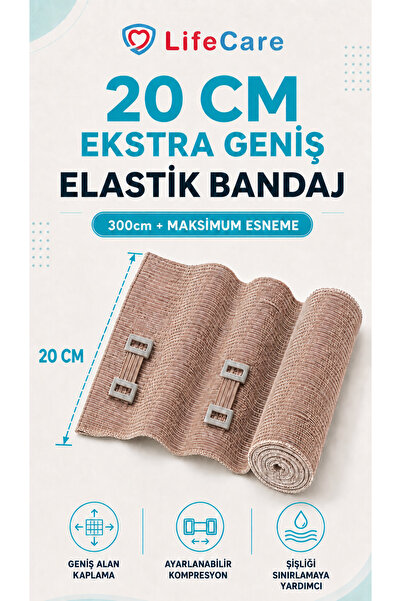 Life Care Elastik Bandaj 20 Cm Ten Rengi Extra Geniş Ölçü