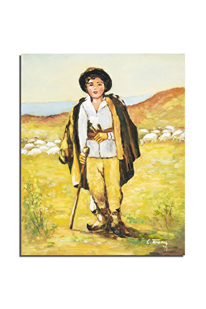 artnova Ръчно рисувана картина на овчар, 50x40 см, маслена на платно, репроду...