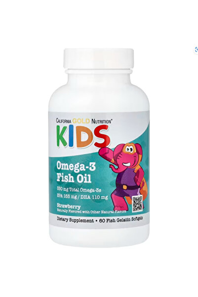 California Gold Nutrition Kid’s Omega-3 Fish Oil, Natural Strawberry, 60 Fish...