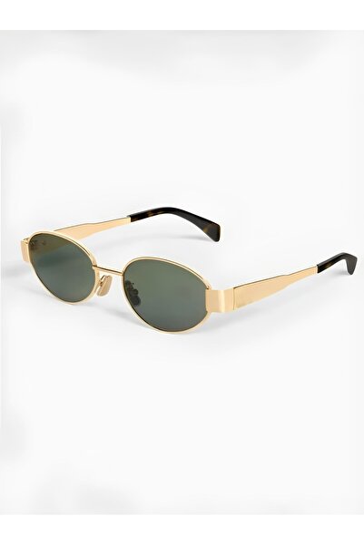 Mazzy Hera - Oval Gold Green Leopard Women's Sunglasses with Uv400 Protection