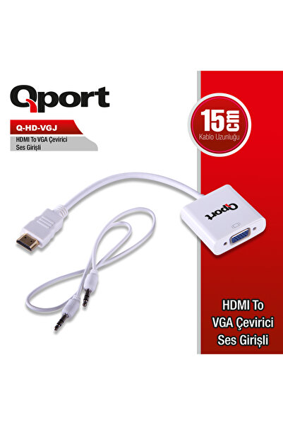 Universal QPORT HDMI إلى VGA محول الصوت وكابل + كابل الطاقة (Q-HD-VGJ)