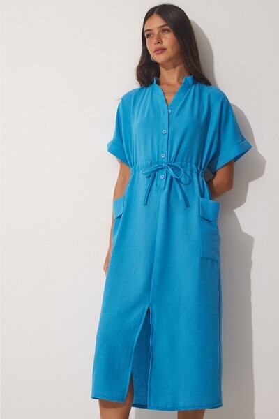 My Blog Blue Bat Sleeve Dress - 2Y22069