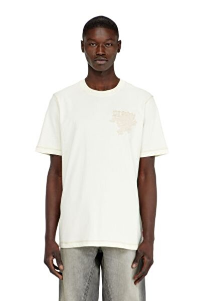 Diesel BEYAZ ERKEK LOGOLU İŞLEMELİ REGULAR T-SHIRT