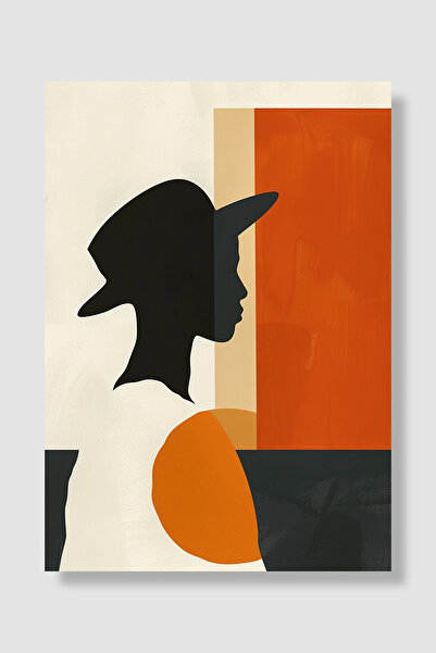 Luna Marissa Poster abstract Siluetă de femeie cu pălărie Negru Portocaliu Be...
