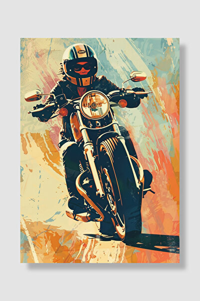 Luna Marissa Bikerski poster, šareni akcioni klasični motociklistički poster,...