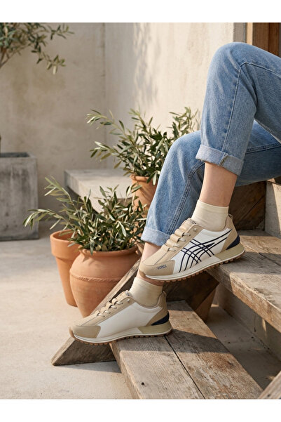 Finelook Women’s Modern Casual Sneakers – Contemporary Khaki & White Low-Top ...