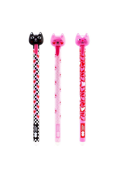 GDD Pix gel sters Love Cats, varf 0,5 mm, cerneala albastra, capete decorativ...