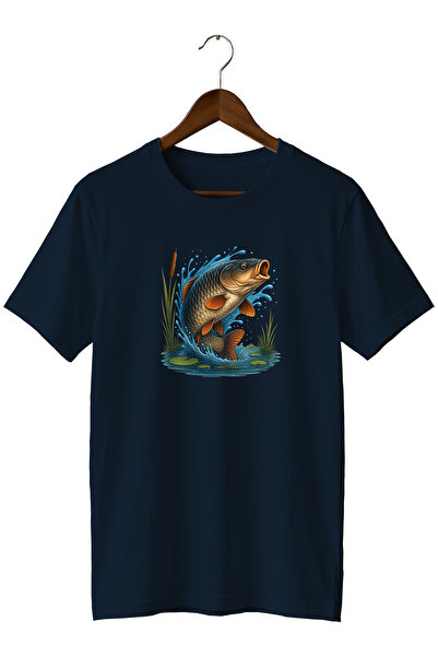 WİDİ Fishing T-Shirt Carp Printed Nature Themed Outdoor Tshirt 100% Cotton