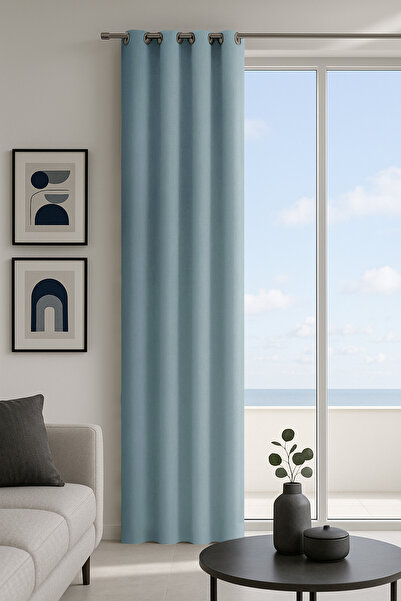Premier Home Harmony Baby Blue Custom Size Background Curtain 140X250 1X2.5 P...