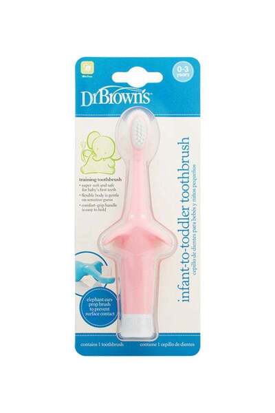 Dr.Brown's Dr. Brown’s Infant-to-Toddler Toothbrush, Pack of 1 - Pink Elephant