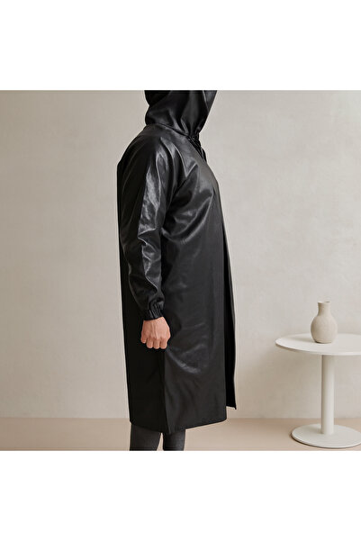 magicool Black Hooded Zippered Raincoat - Wind & Water Resistant