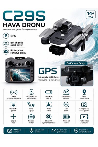 ATLT ATLANTİS C29S GPS DRONE EKRANLI KUMANDA ÖZEL ÖANTALI LED IŞIKLI 360 DERE...