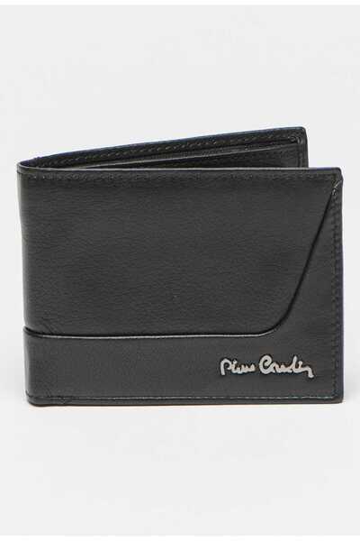 Pierre Cardin , Portofel de piele cu logo, Negru