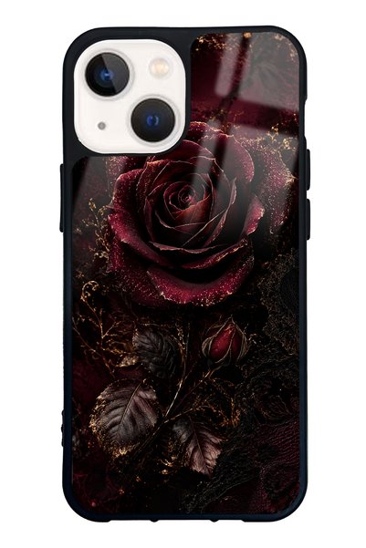 Spoyi iPhone 13 Mini Glossy Phone Case with Midnight Velvet Rose Design