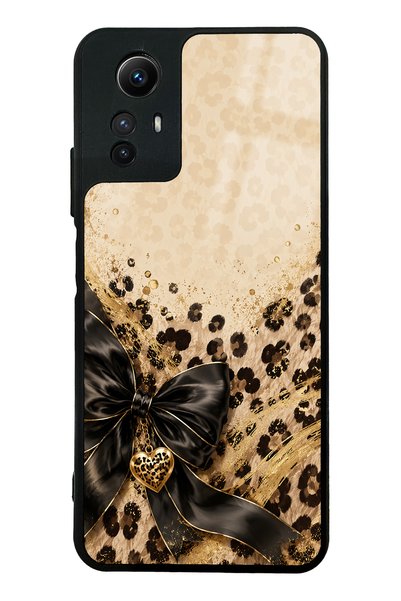 Spoyi Xiaomi Redmi Note 12S Golden Leopard Heart Design Glossy Phone Case