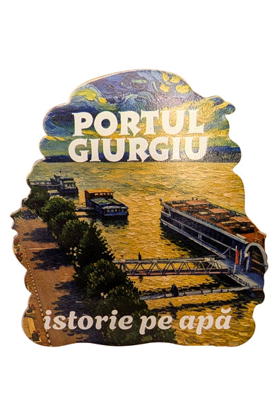 Danube souvenirs Magnet de frigider din metal 7 cm – Portul Giurgiu – Suvenir...