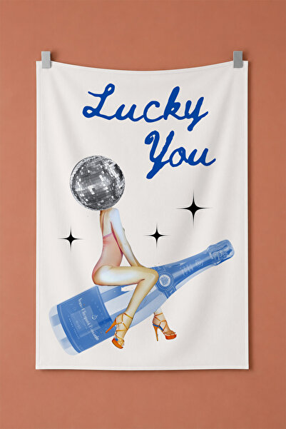 gxe.art Lucky You Disco Ball Woman and Bottle Themed Decorative Wall Covering...
