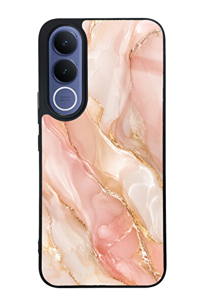 Spoyi Vivo V70 FE Blush Gold Marble Tasarımlı Glossy Telefon Kılıfı