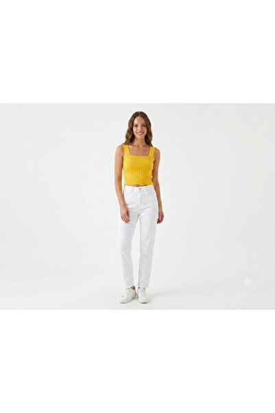 onno style women Sleeveless Strappy Square Neck Terry Knitted Women's Blouse