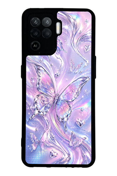 Spoyi Oppo Reno 5 Lite Iridescent Dream Butterfly Tasarımlı Glossy Telefon Kı...